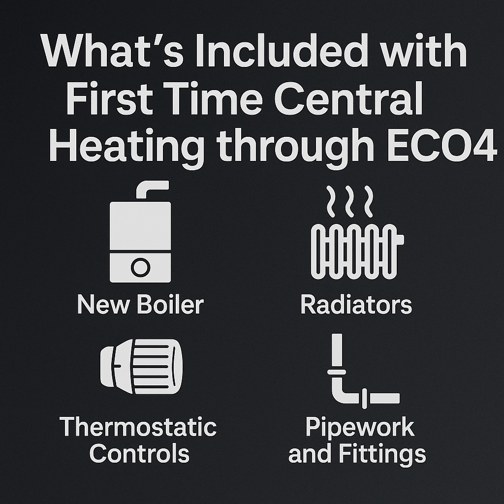 Items included in a First time Central heating through ECO4